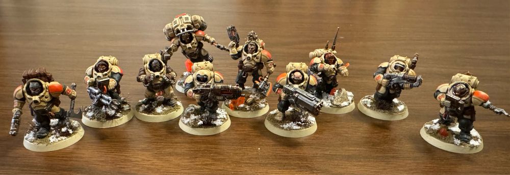 Hearth Salvagers by Games Workshop, based in a desert-snow with neon crystals embedded in the rocks.