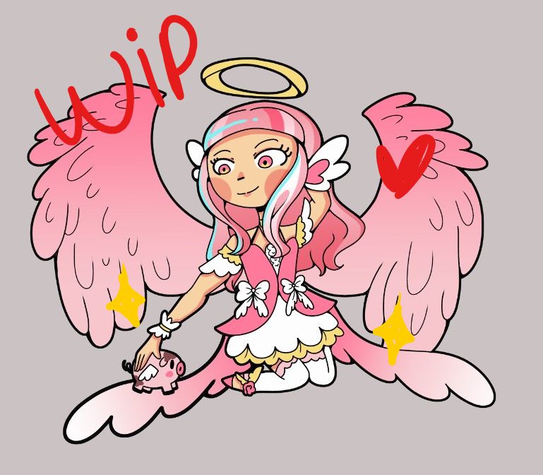 Wip of a pink chibi angel