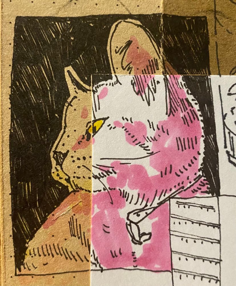 Ink and marker sketch on Kraft paper