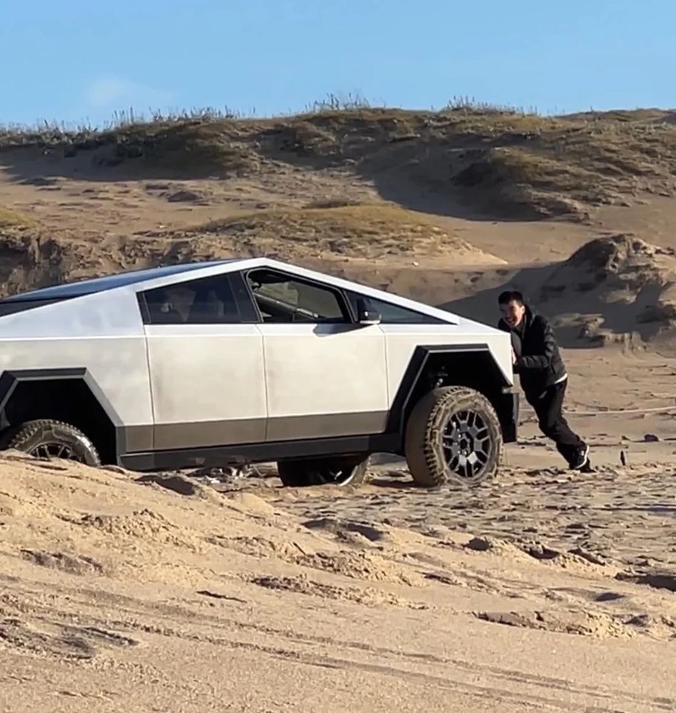 Cybertruck stuck on the beach