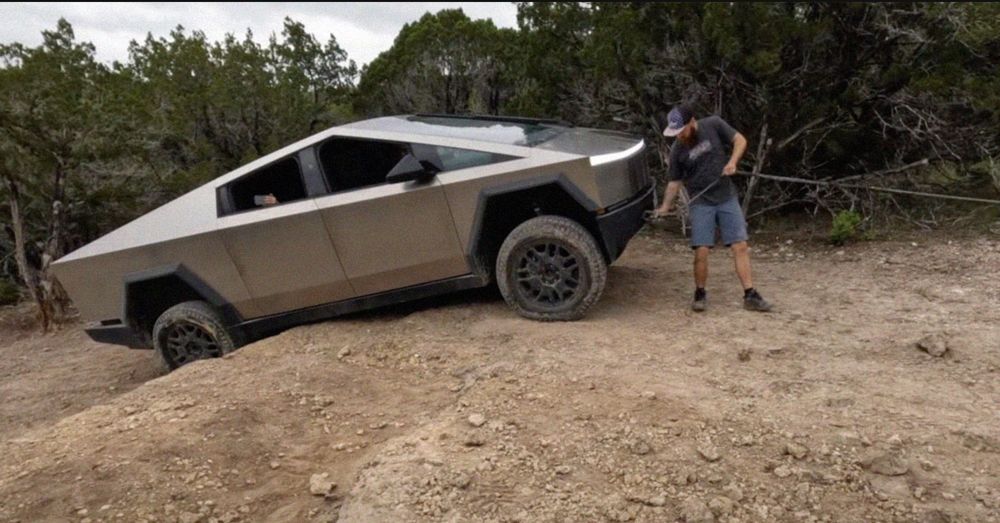 Cybertruck stuck on a trail