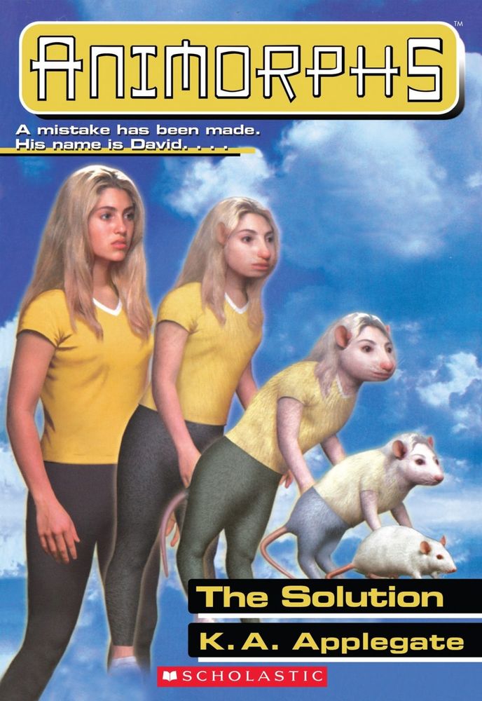 Book cover from the Animorphs series. This one shows a girl transforming into a mouse.