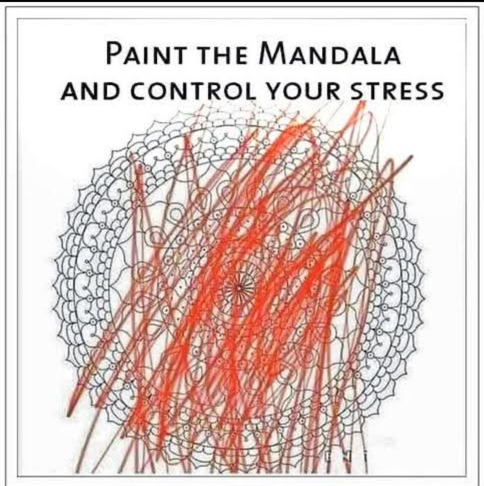 Image of a complex series of shapes from a coloring book with large angry scribbles drawn haphazardly all across it.