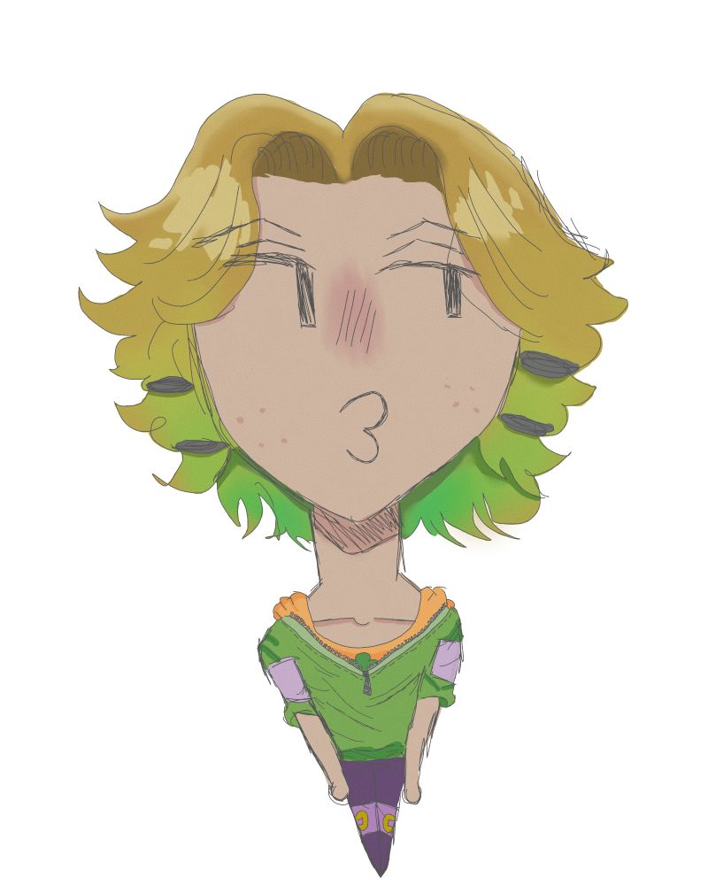 an attempt at drawing my oc Charme in perspective top down, they r also making a ~3~ face or something like that