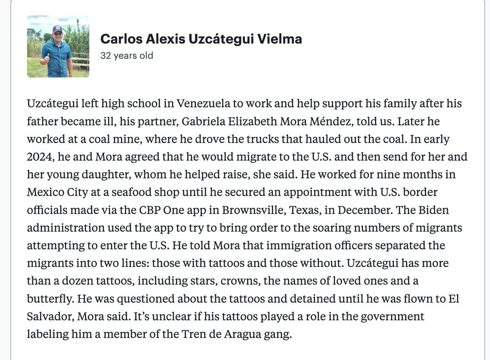 screenshot of a short bio on this man