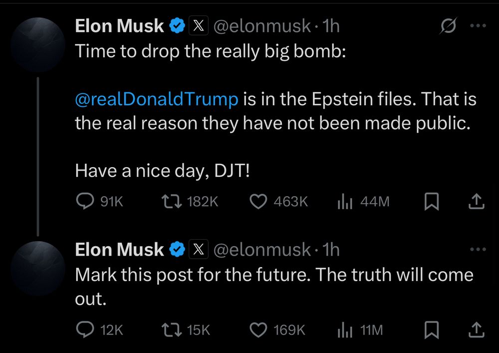 Elon Musk is crashing out on Twitter calling out Trump who is crashing out on truth social
