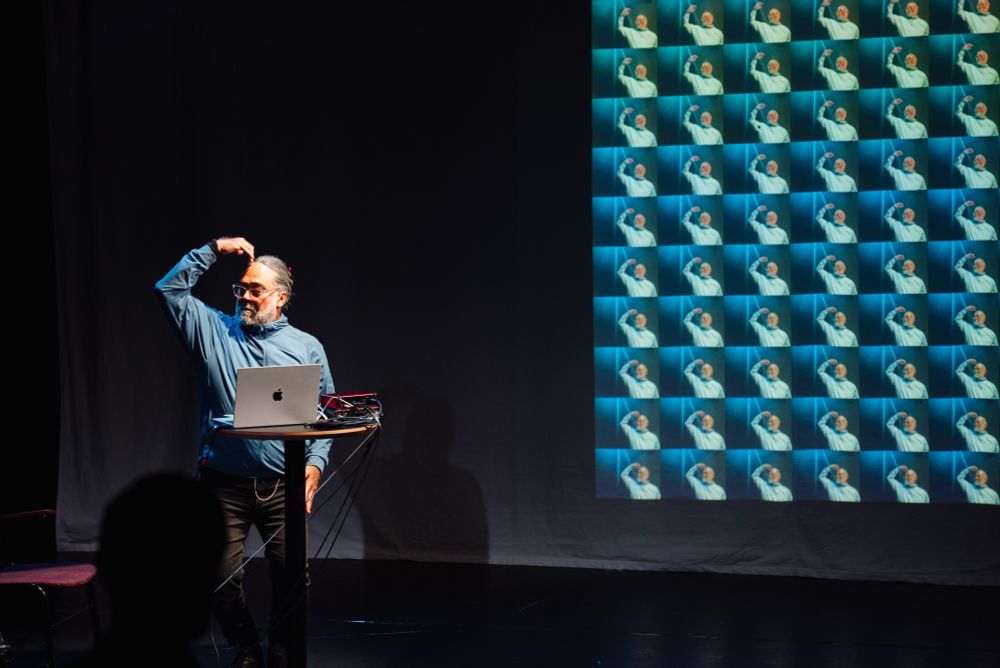 Marlon Barrios Solano gives his AI performance lecture Born in Latent Space at OOTFest25