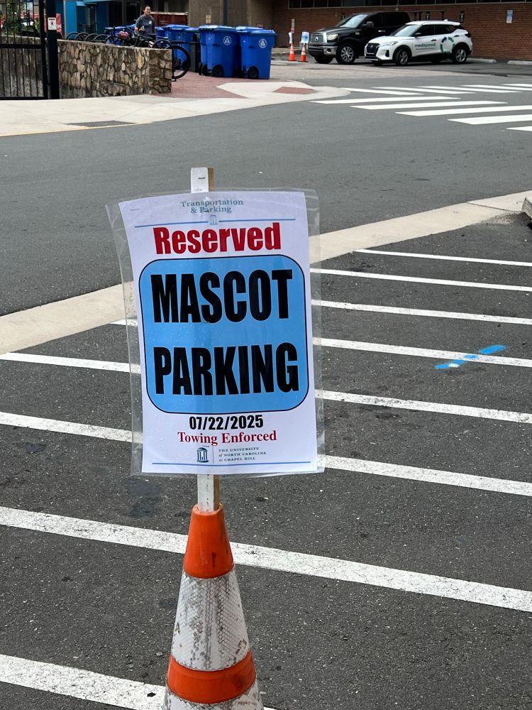 Picture of a reserved parking space for a mascot 