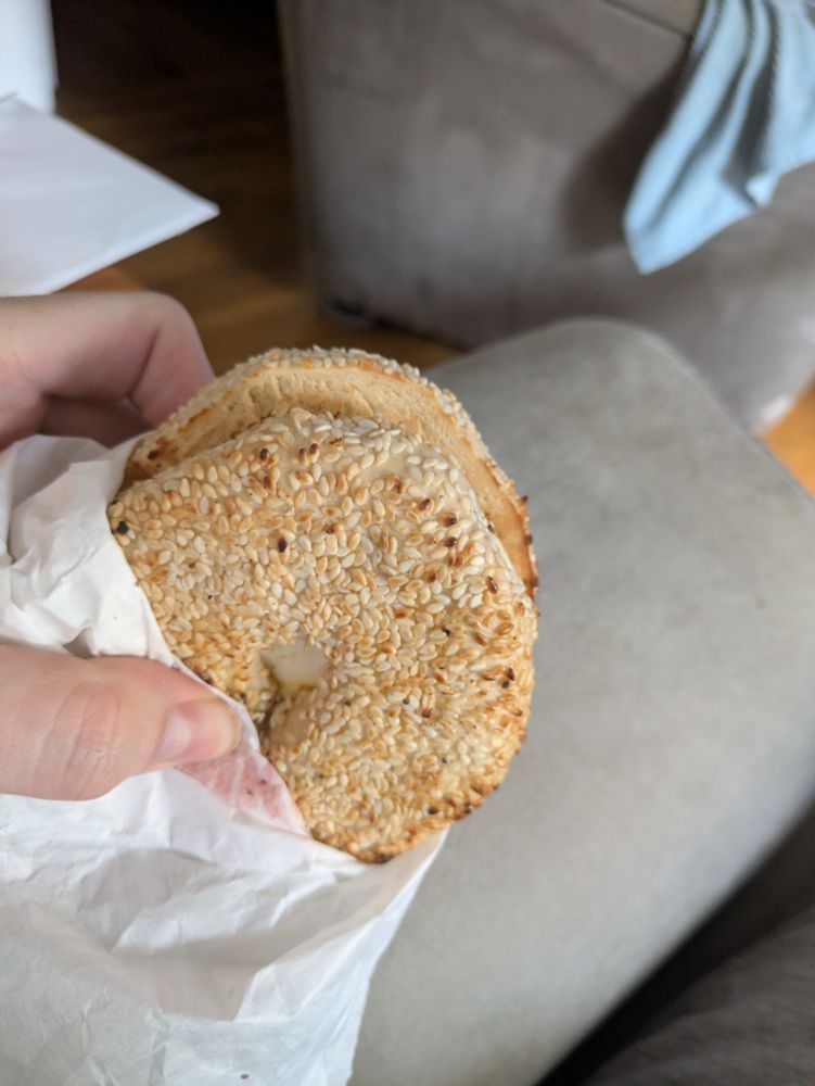 Bottom of a sesame bagel BEC
Also incredible caked in seeds
