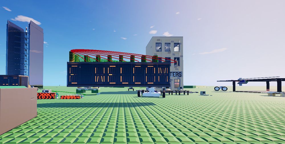 The first freebuild server I opened and allowed anyone to join, the highlight is the big marquee I built that loops the word "Welcome" on repeat.