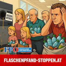 Schwachsinniges Facebook Post der FPÖ zeigt schwitzende Menschen beim Pfandautomaten.