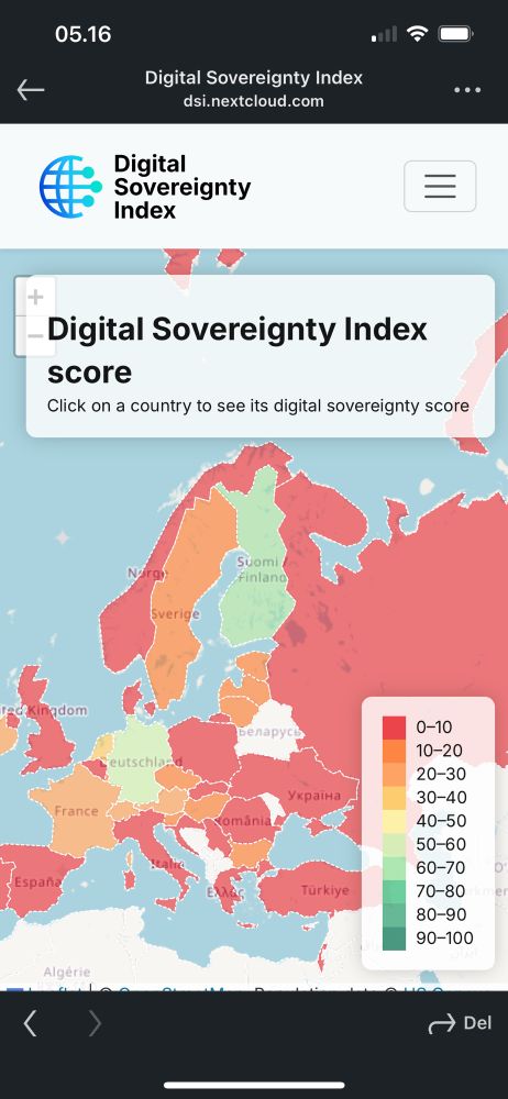 Kort over den digitale uafhængighed i Europa
Link til kortet: https://dsi.nextcloud.com/index.php