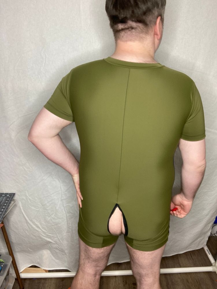 Butt zipper unzipped, showing a little crack