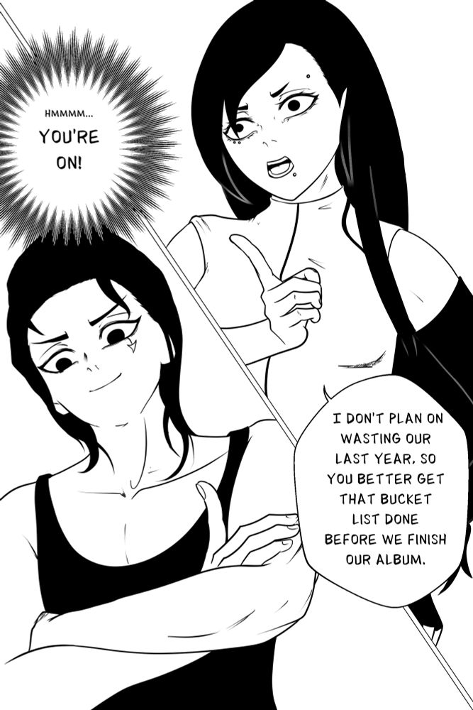 Page from an original manga inspired by Chainsaw Man and cyberpunk aesthetics, set in a gritty world on the brink of collapse in the year 2000. The scene features detailed cityscapes filled with neon lights, mechanical details, and towering skyscrapers. Characters move through dark, rain-soaked streets, conveying tension and a sense of impending doom. The art style mixes gritty realism with exaggerated expressions, capturing the intense, high-stakes atmosphere. Panel layouts emphasize dynamic action, and intricate linework brings the cyberpunk world to life, highlighting the story’s dark, dystopian themes