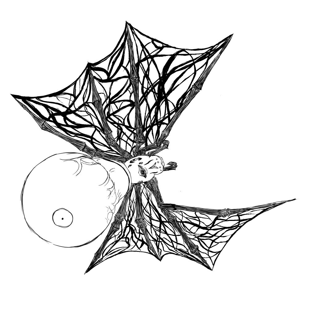 Sketch of a grotesque spider tattoo design featuring jagged, angular legs and a disturbingly detailed body. The spider’s texture is gnarled and organic, with hollow, unsettling eyes and sharp mandibles. Its presence evokes a chilling, surreal horror aesthetic, blending elements of macabre art and nature-inspired grotesqueness. Perfect for fans of eerie and alternative tattoo designs.