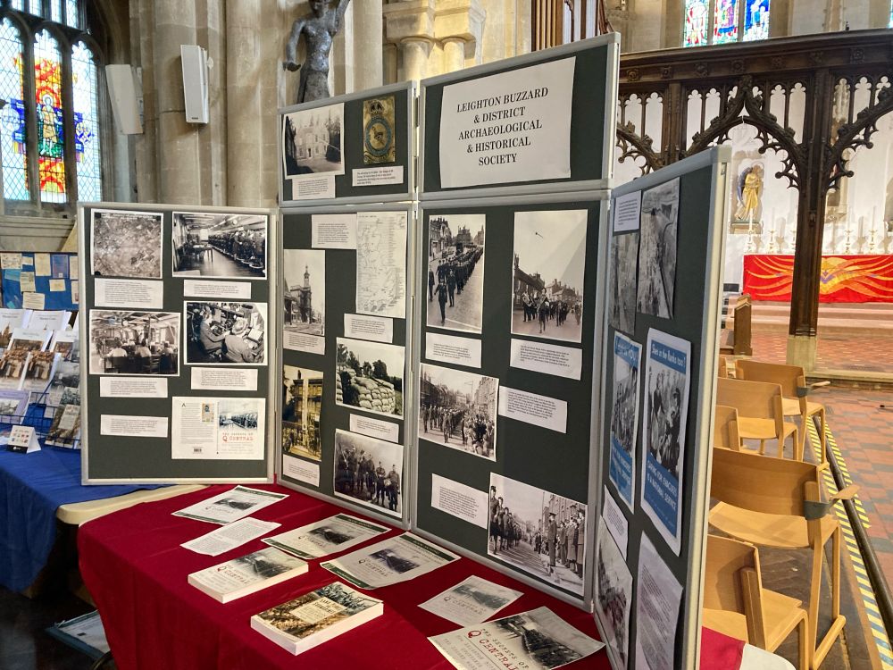 Display of photos of Leighton Buzzard in WW2