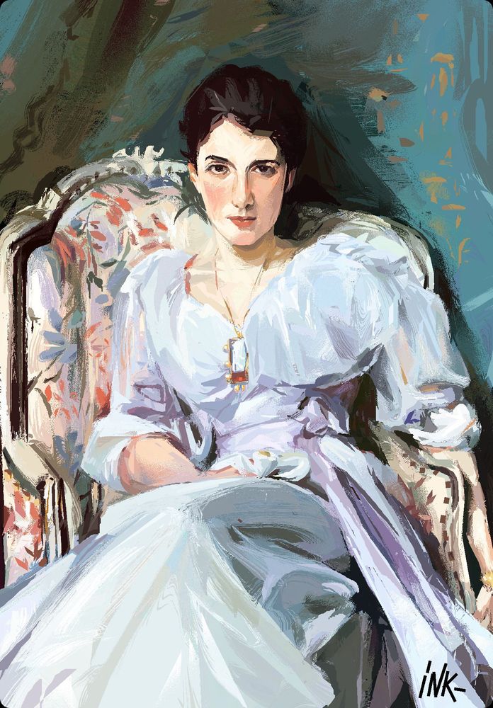 étude peinte du tableau Lady Agnew of Lochnaw de John Singer Sargent réalisée avec le logiciel Heavypaint