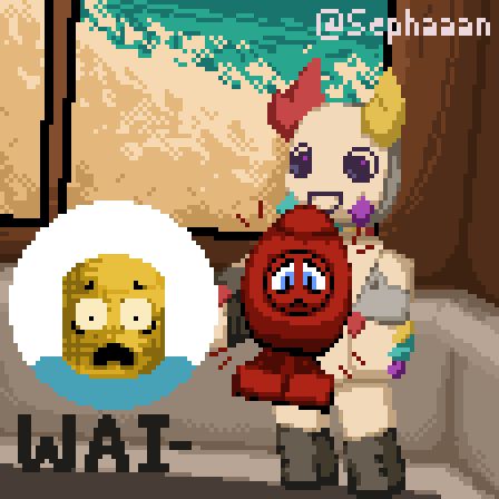 Prototype opens it to reveal a red teddy nuke. Noob tries to stop prototype from dropping it, yelling "WAI-", but they're already too late.