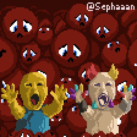 The elevator is filled to the brim with red teddies as noob and prototype scream in agony. They also look like the ash baby meme for some reason