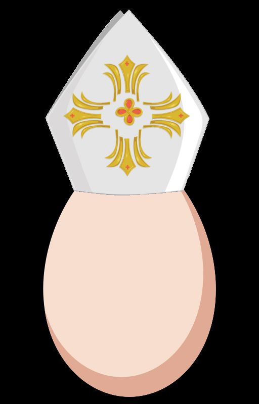 An egg with a pope hat on it
