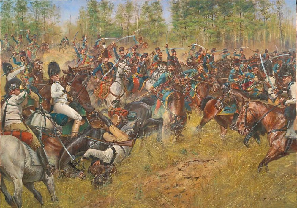 French Calvary at the Battle of The Hook, Virginia on October 3, 1781.