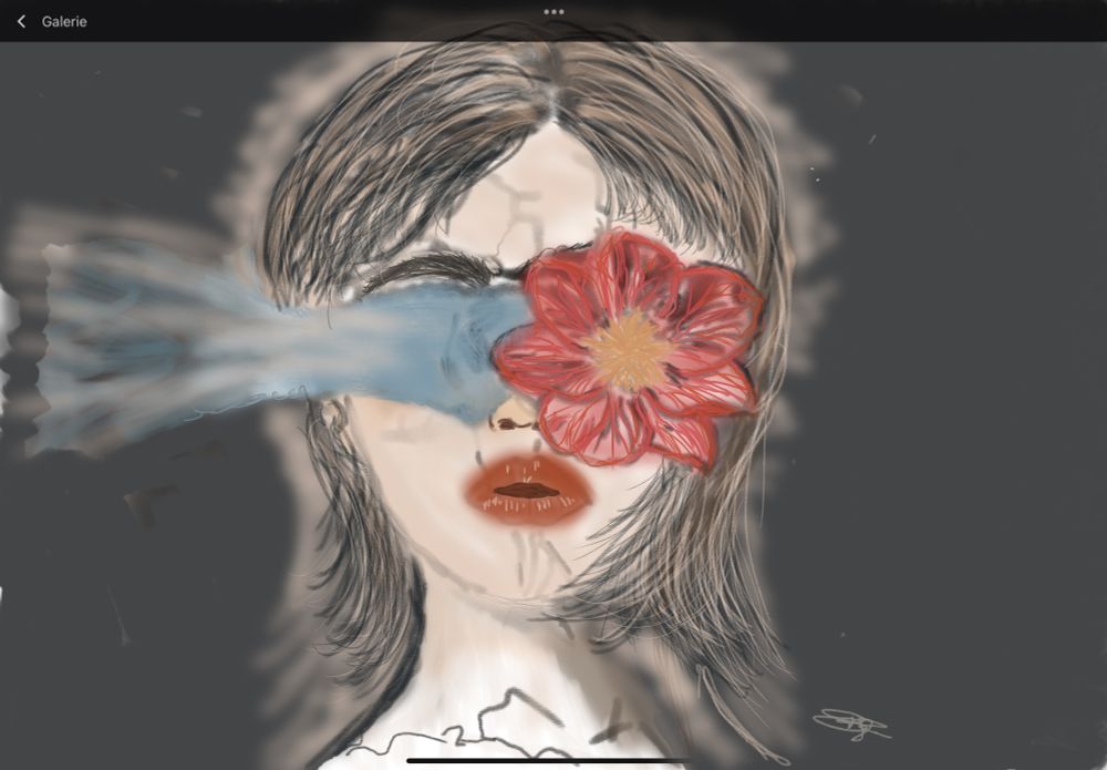 Eine zerbrechendes Fantasie Mädchen mit Blumenbrille