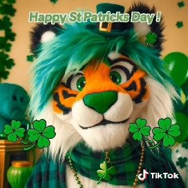 TIGER FURRY ST PATRICKS DAY !FURTASTIC GREEN BEAN FLOOFER