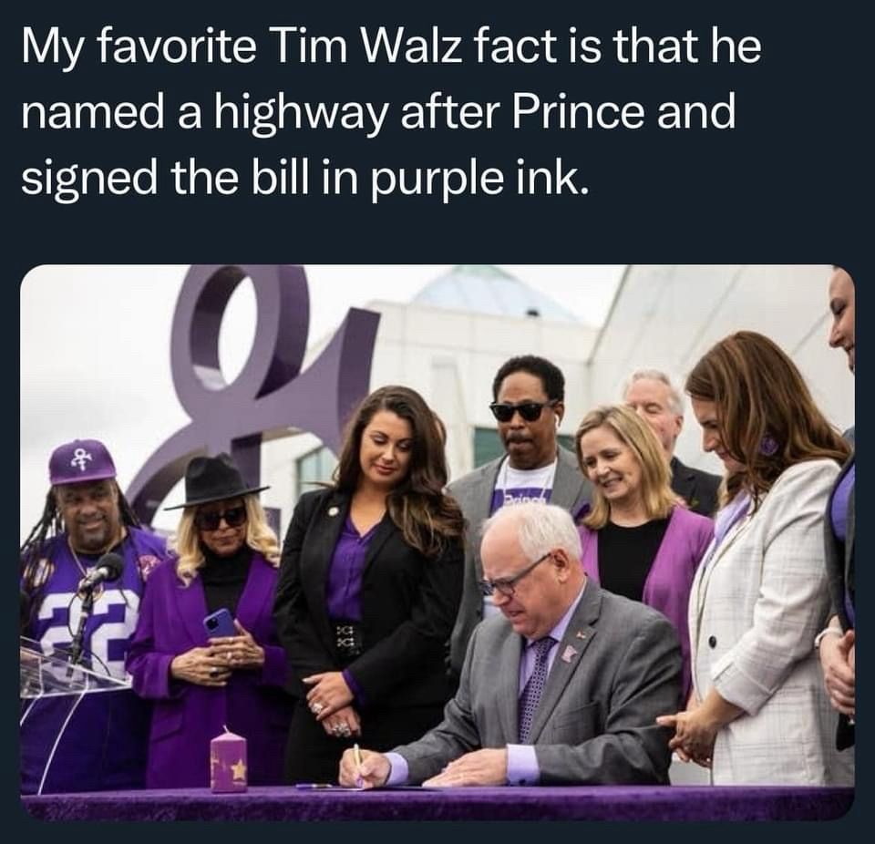 In 2023, MN Governor signs bill naming 7 miles of highway near Paisley Park after Prince.