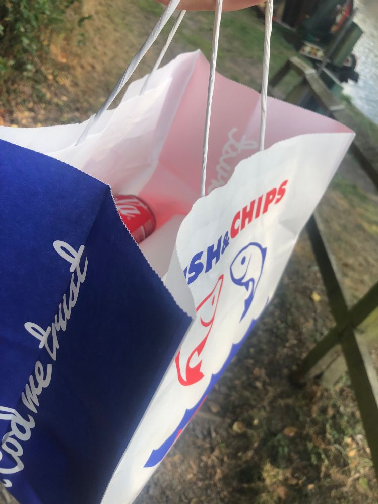 Isobel’s bag of fish and chips.