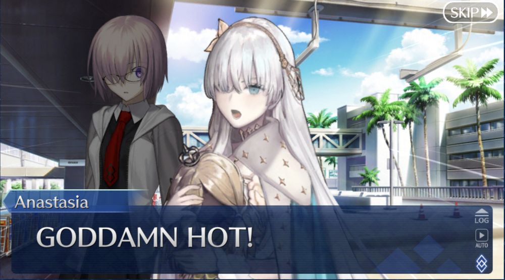 Anastasia from FGO saying "GODDAMN HOT!"
