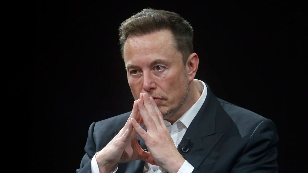 fat whale (elon musk) expressing the emotion of thought.