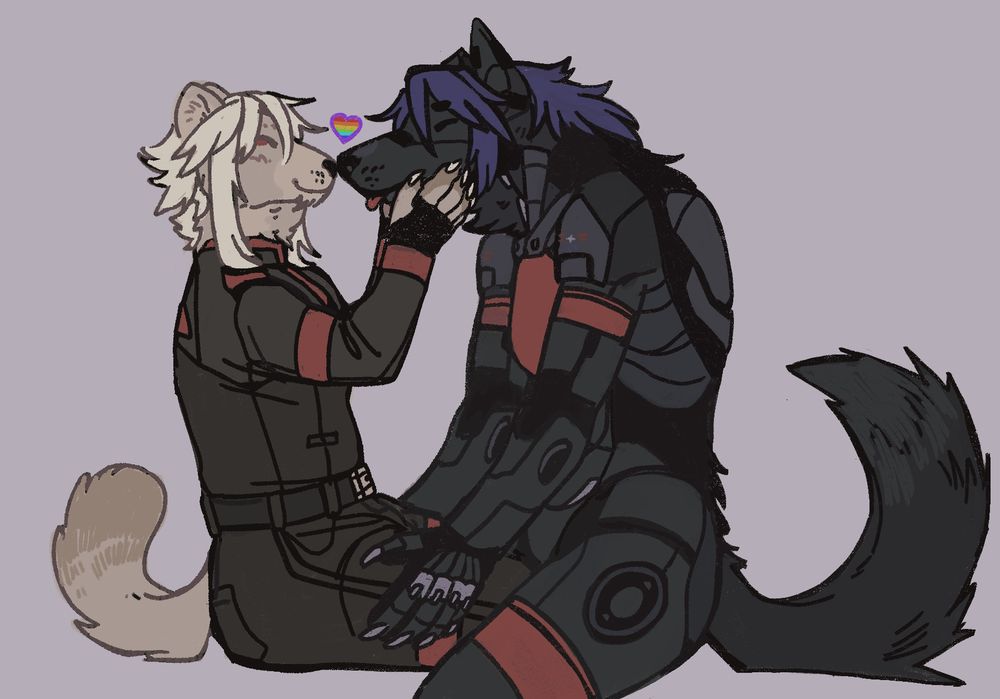 An anthro version of Ariane and Elster touching noses