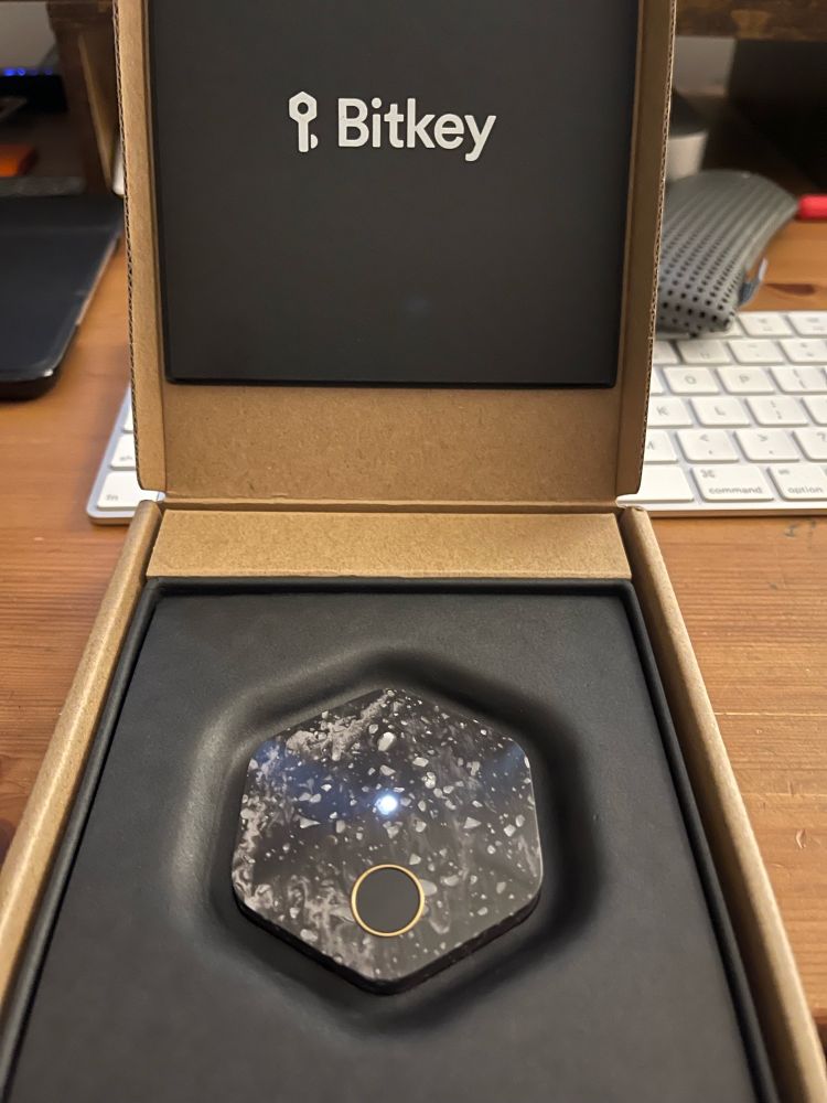 Picture of Bitkey hardware wallet in box
