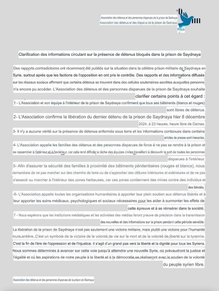 Communiqué traduit en français 