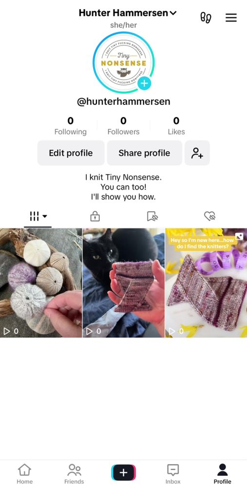 screenshot of me setting up a new tiktok account