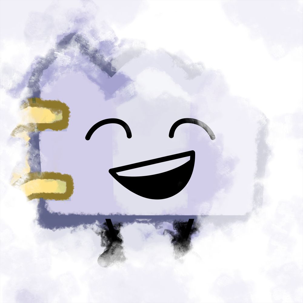 Art of Gatey smiling bright as she fades out of existence.