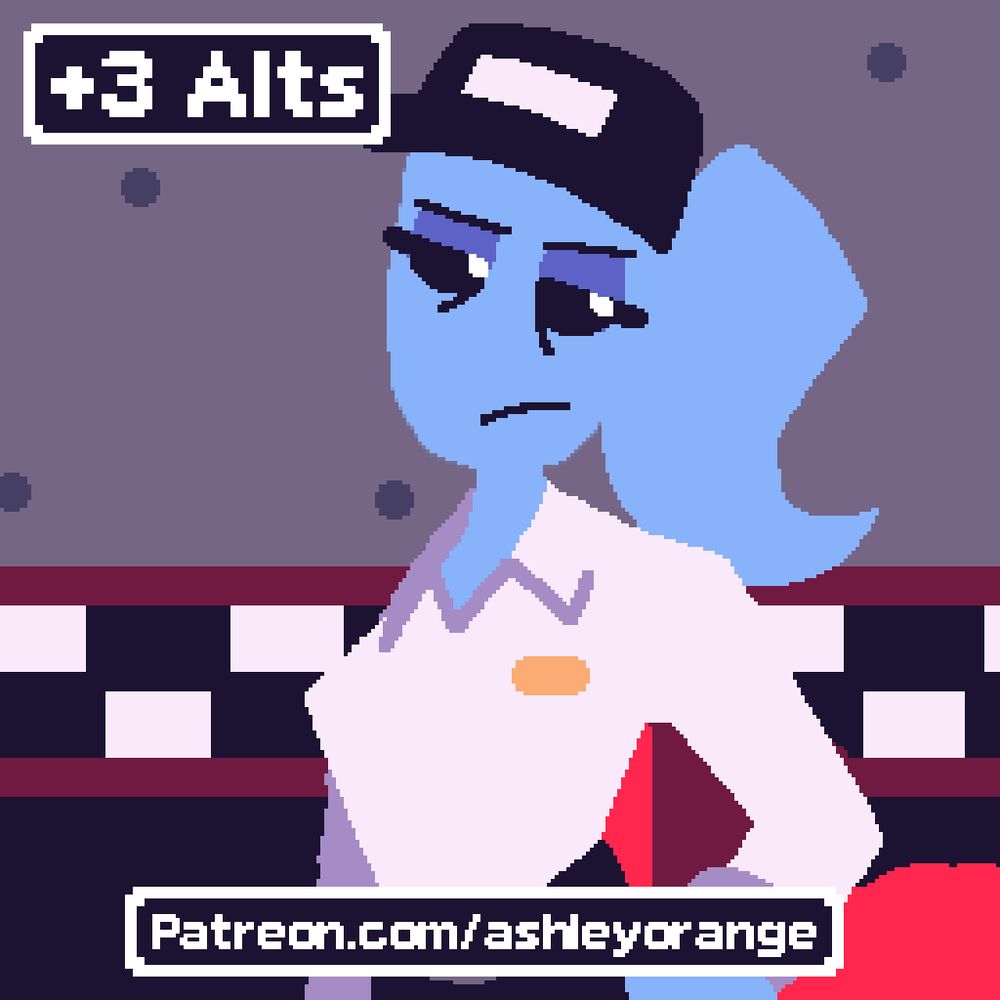 Preview image for 4 pieces of concept art for a NSFW Vanessa dating sim. The text reads "+3 alts" and "Patreon.com/ashleyorange"