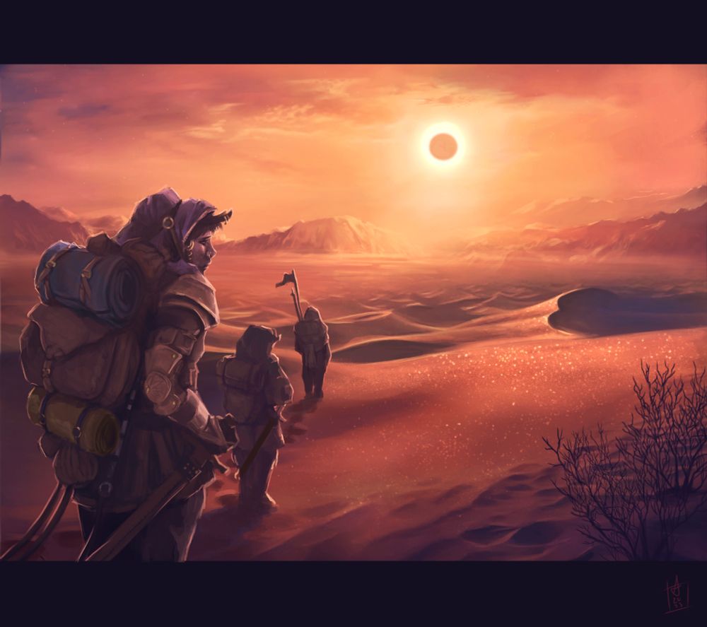 Only desert I've done so far. I want more sparkles and a higher contrast on the left side. Probably going to lighten the entire thing up. Printed out it's very dark 