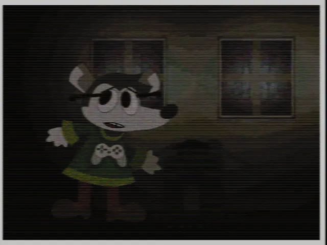 Roni Ratwell walking through a dark and scary hallway