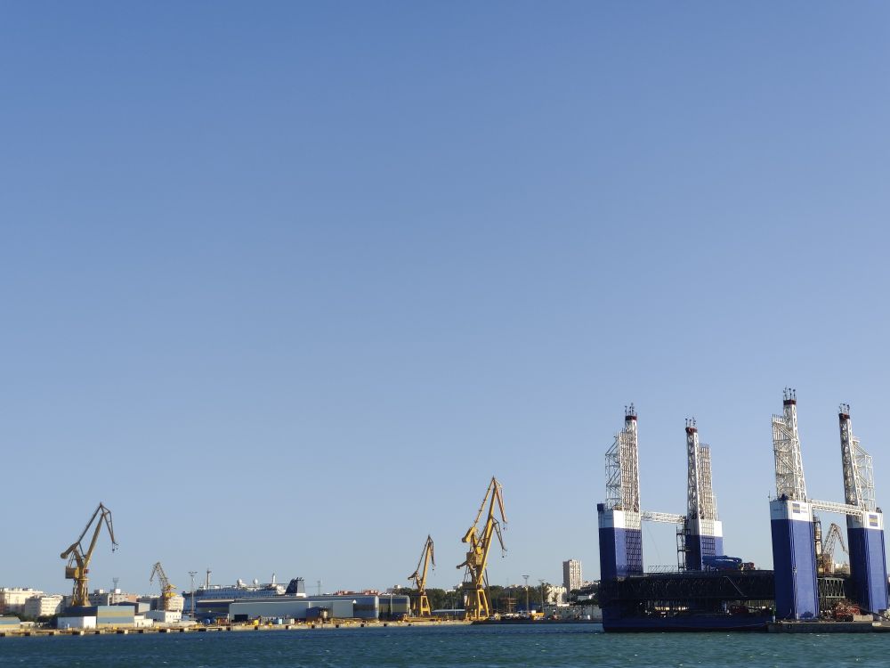 Cranes for loading and unloading goods from ships
