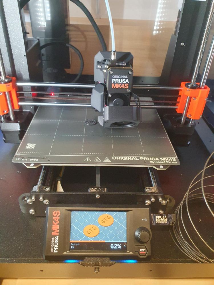 A 3D printer (Prusa MK4s) can be seen in the Fab Lab of the Berlin Museum of Technology.