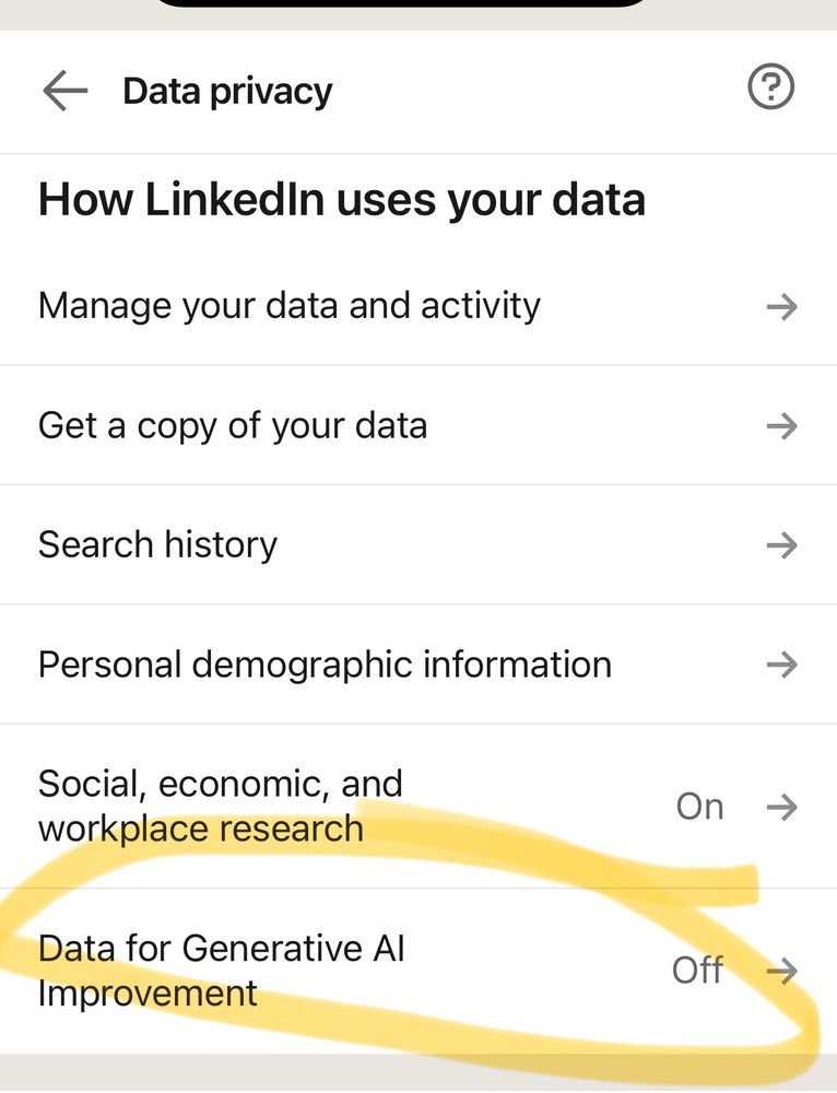LinkedIn data privacy settings: Data for Generative AI Improvement