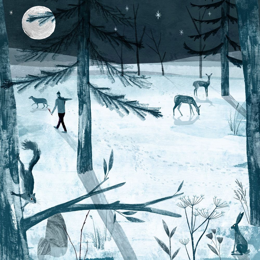 Winter walker on a cold crisp night