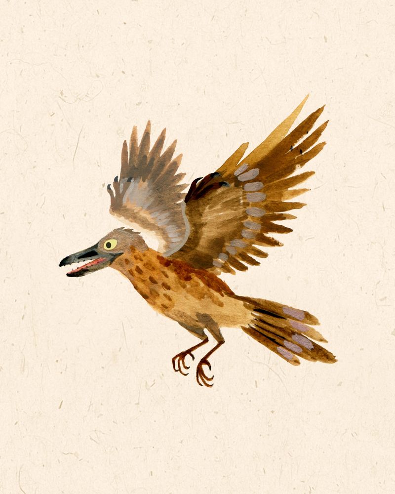 Illustration of an iberomesornis, bird ancestor from the cretaceous period