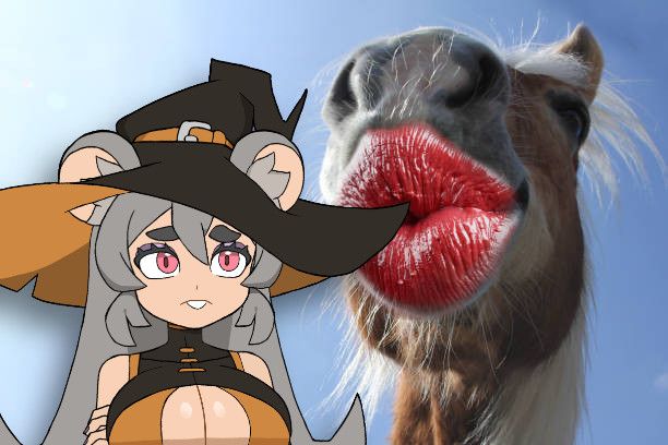 Boo the Rat distressed, looking at a horse wearing lipstick. why