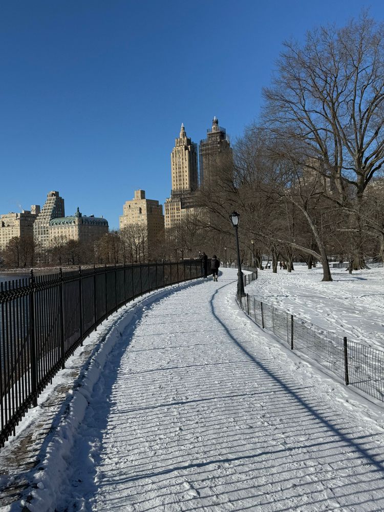The Central Park reservoir running path with the El Dorado pictured in the background