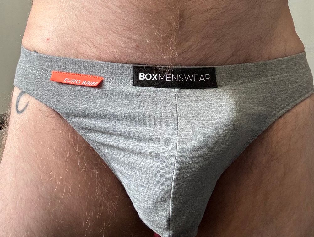 Man wearing grey briefs 