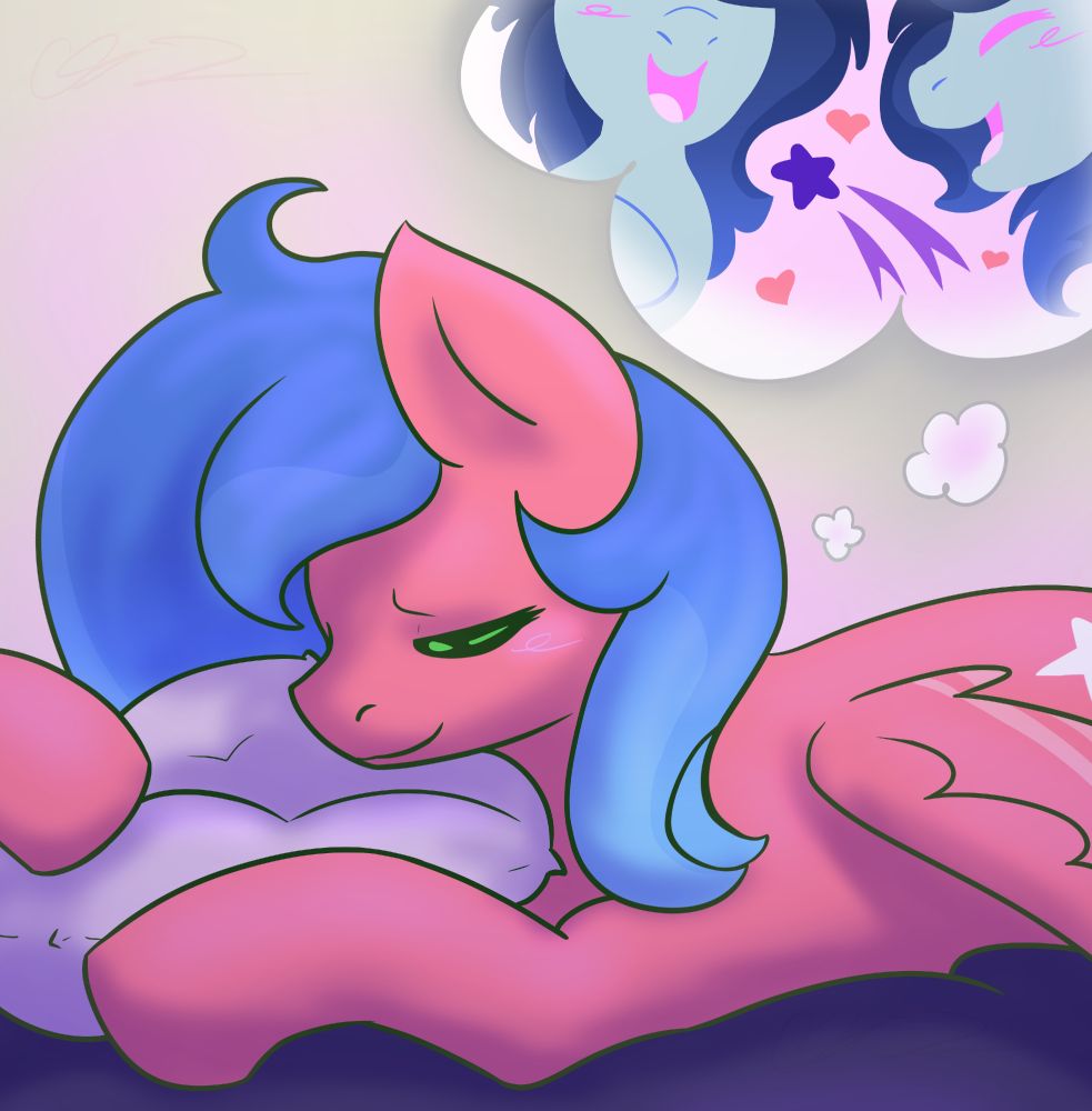 A digital drawing featuring two MLP OCs- Kasey and Luna- both belonging to LolaDreamTeam on Artfight.