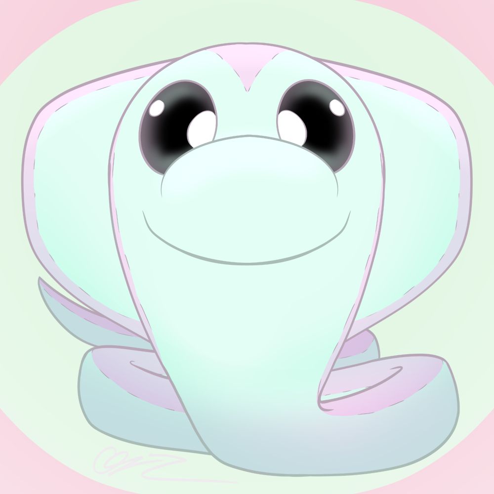 A digital drawing featuring a plush snek OC, belonging to ~Sparkiiibee on Artfight