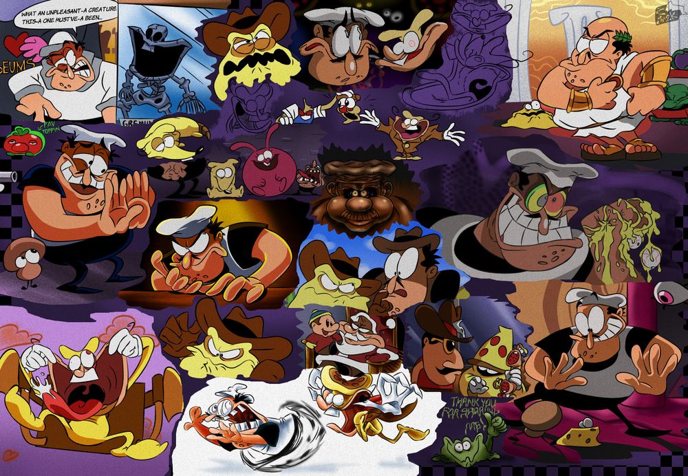 At least each of them have varying levels of quality added to them.
The process was pretty slow as you would expect given the current art block. Even arranging the sketches felt a little tiring, but still pretty happy how they've turned out despite all of them looking poorly "stitched" together.
(also dA put "looney tunes" as one of the suggested tags, there's nothing wrong with that actually, I'm just happy to see that here despite this batch being completely unrelated to that besides its exagerated chaotic humor)
Enjoy my pizza. I made it myself.
Give out some comments here if you want to talk about it or even fave it if you like it.

Pizza Tower belongs to Tour De Pizza/McPig.
This artwork is made by me.